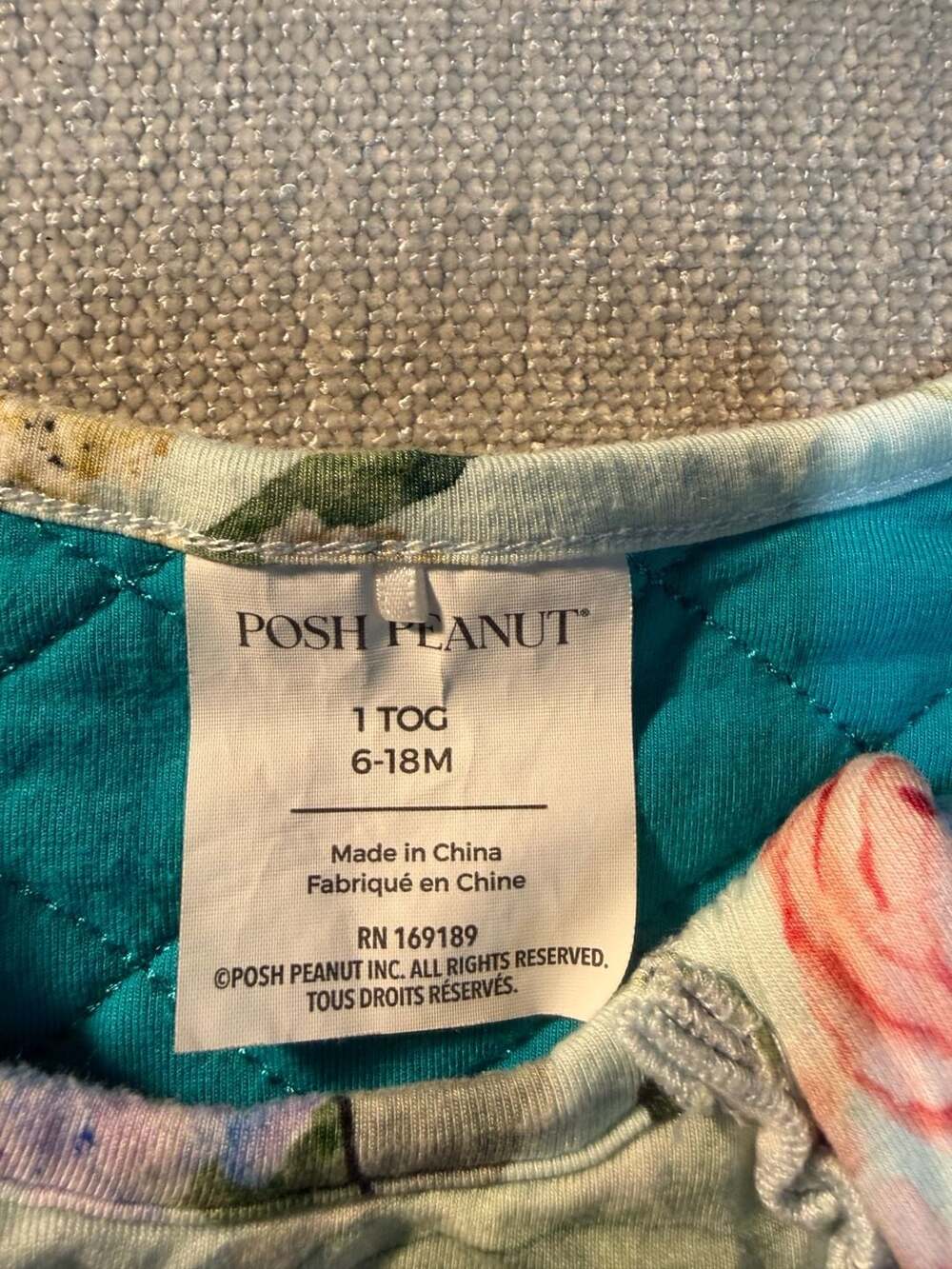 Posh Peanut Watercolor Wildflower Floral 1 TOG Sleeping Bag 6-18M - Picture 2 of 4